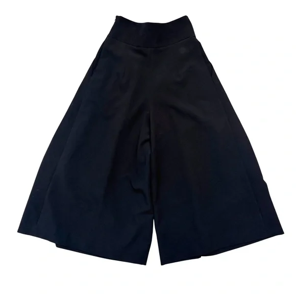 MILLY Black High Waisted Pleated Culotte Pants Pockets Wide Leg 4 - Picture 3 of 7
